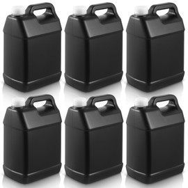 Ziliny 6 Pcs 1 Gallon Plastic Jug with Lids Square Empty Storage Containers Plastic Jar Containers for Water Sauces Soaps Detergents Liquids Cleaning Solutions(Black)