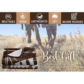 Hunting Gifts for Men Blanket Throw - Gifts for Hunters Dad Kids Women Birthday Christmas - Deer Hunter - Hunting Rules, 50" x 65"