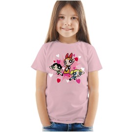 Popfunk Powerpuff Girls Power Burst Hearts Kids T-Shirt for Toddler Boy's and Girl's, Size 3T - Pink