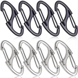 HINZIC 8Pcs Zipper Clip Anti Theft Deterrent, Dual Opening Safety Zipper Pull Replacement, S Carabiner Clips for Backpacks Traveling Camping Suitcases
