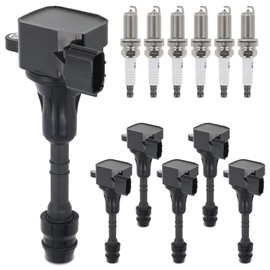 Sorghum Ignition Coil Pack and Spark Plugs Compatible with Nissan Altima Maxima Murano Frontier Quest Xterra Pathfinder NV1500 NV2500 NV3500 INFINITI QX4 G35 Suzuki Replace# UF349 224338J115 Set of 6