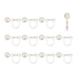 MECCANIXITY Clip-on Earring Converters, U Type Clear Resin Earring Findings Components with Spring for Non-Pierced Ears DIY Jewelry Making (Style 1, Golden, Pack of 12)