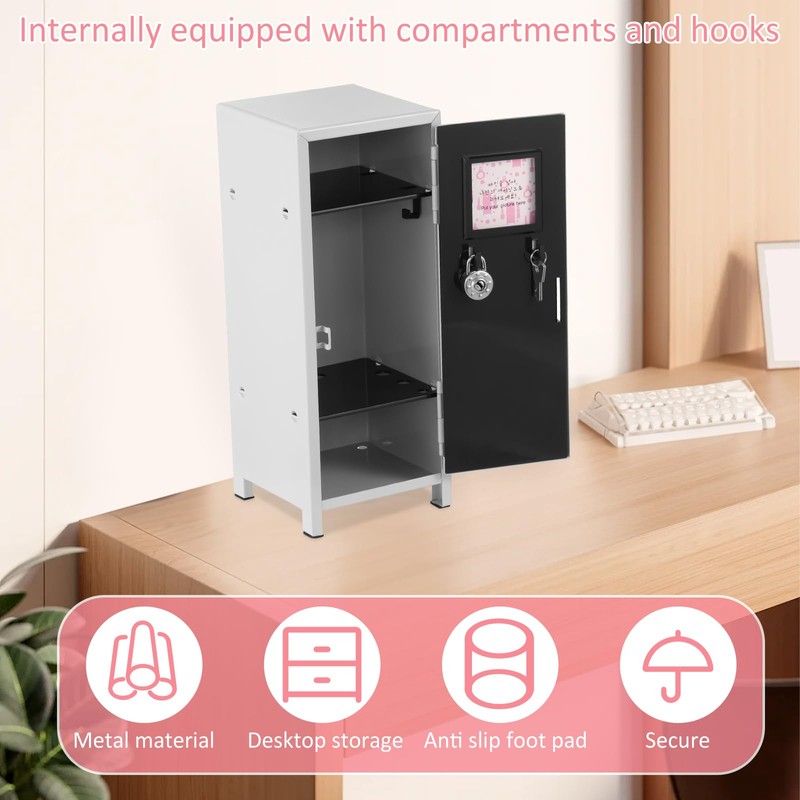 AwObEpl Mini Locker with Lock and Key Rustproof Metal Small