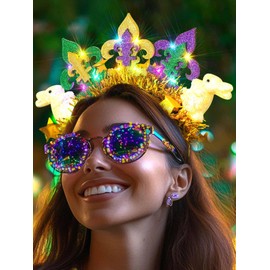 Lorealri Light Up Easter Headband Cute Bunny LED Funny Headbands Handmade Glowing Festival Party Rave Hair Accessories for Women