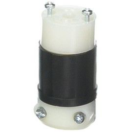 Leviton Mini Locking Connector, NEMA 15 Amp, 125 Volt, Industrial Grade, ML2R, Black & White