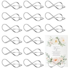 Pack of 16 Wedding Place Card Holders, Metal Menu Card Holder, Table Number Holder Stand, Table Card Clips, Seat Labels Message Clips for Wedding Party Table Decoration Photo Display Stand (Silver)