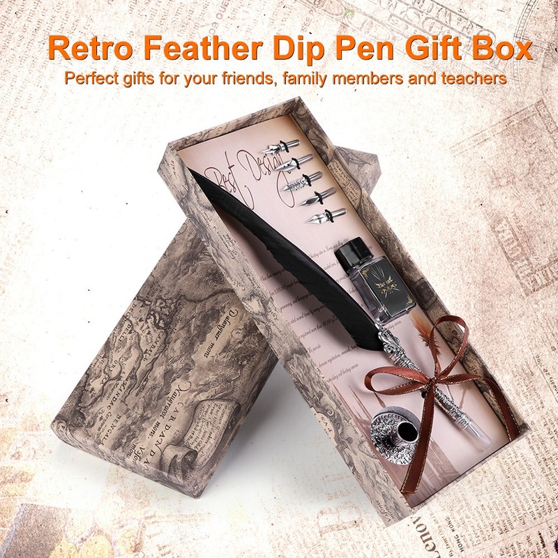Classical Retro Fountain Pen Feather Dip Pen Writing Pen Gift