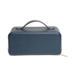 Alice Wheeler London Vegan Leather Nappa Train Case. Concertina Fold Out Organiser Vanity Toiletry Bag Make-Up Case by Alice Wheeler (Navy)