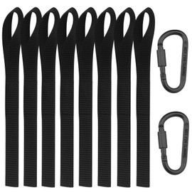 12 Lashing Loops Short, Loops for Motorcycle and Camping, Belt Loops with Round Sling, Ideal for Transport and Load Securing