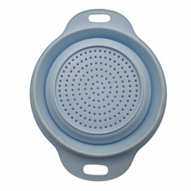 Collapsible Colander – Pastel Assorted Colours – Space-Saving Folding Strainer for Kitchen, Camping & Caravanning – 23.5cm Diameter – PP & TPR (Blue)