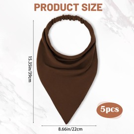 Heclia 5PCS Cotton Hair Scarf Headwraps for Women, Cloth Head Coverings Triangle Head Scarf Headscarves in Assorted Colors, Boho Bandana Headbands Handkerchief, Loc Headbands for Women's Hair Non Slip