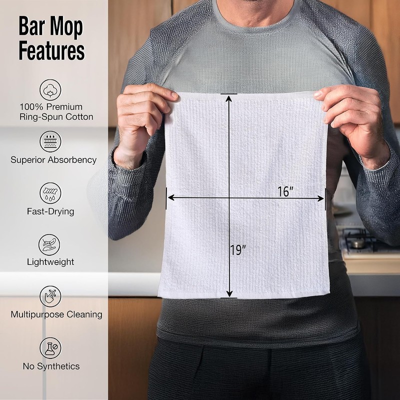 Bar Towels - 16" x 19" Bar Mop Cleaning Dish