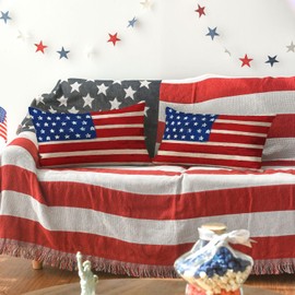 AVOIN colorlife 4th of July Patriotic Throw Pillow Cover, 12 x 20 Inch Stripes Stars Independence Day Memorial Day America Flag Decor Cushion Case for Sofa Couch Set of 2
