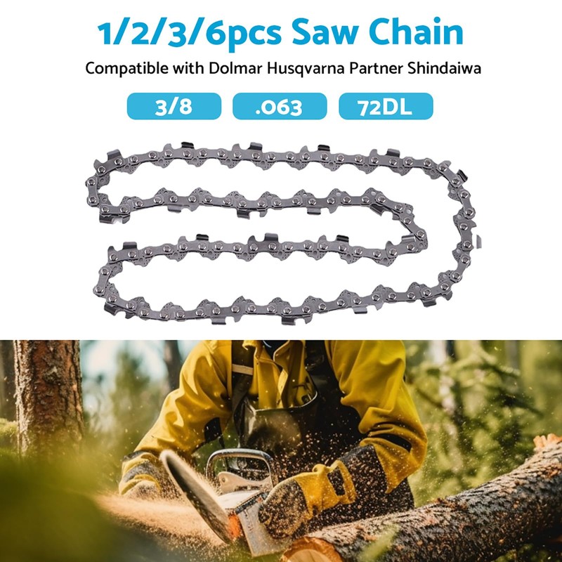 Chainsaw Chain 3/8 .063 72DL Semi Chisel Saw Chain Replacement