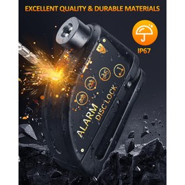 ONVIAN Rechargeable Motorcycle Lock with 120db Alarm and 6FT Steel Reminder Cable, for 7mm Pin Motorcycles Bicycles Ebike Scooter Moped (Black)