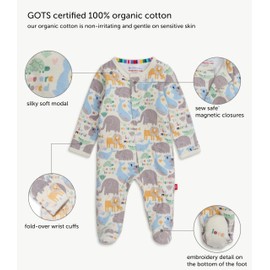 Magnetic Me 100% Cotton Magnetic Baby Footie Pajamas | Super Soft Organic Cotton Fabric | Little Lovin | 0-3 Months
