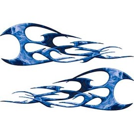 Weston Ink Reflective Twisted Tribal Flames Motorcycle Tank Decal Kit in Blue Inferno