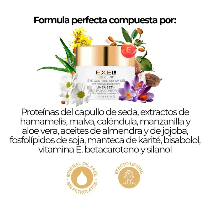 Gel Crema Contorno De Ojos Exel Línea Seda Antiojeras