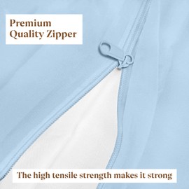 Zipper Fitted Sheet, Queen Size Zipper Fitted Sheet 12 Inch Deep Pocket, Hotel Quality Brushed Microfiber Bottom Sheet, Soft Wrinkle-Free Sheet, Zipper Mattress Cover 1 Fitted Sheet Only - Light Blue