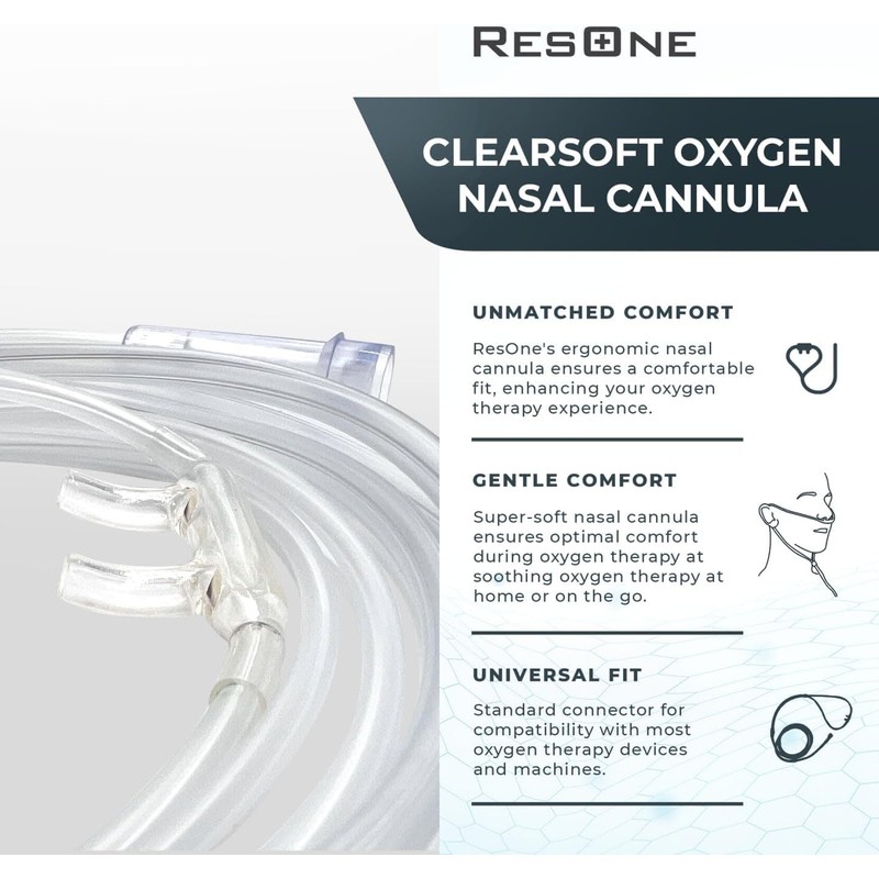 ResOne 4Ft Soft Adult Oxygen Nasal Cannula 1-Pack - Curved