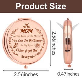 YoLLiEE Gifts for Mom from Daughters Engraved Compact Mirror Mothers Day Birthday Gifts for Moms Portable Mirror Valentines Day Mom Gifts Makeup Pocket Mirror Bulk