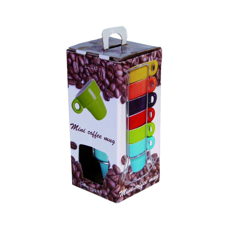 mucplants Set of 6 Coloured Espresso Cups + Practical Chrome