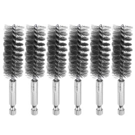 HARFINGTON 6Pcs 304 Stainless Steel Bore Brush 19mm Dia 4" Long Cleaning Twisted Wire Brush with Handle 1/4" Hex Shank for Tubes, Ports, Bearings