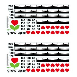 Toyvian 2 Sheets Baby Growth Height Chart, Cartoon Wall Stickers Self-adheve Vinyl Nursery Wall Decal Kids Room Bedroom Decoration Height Measurements
