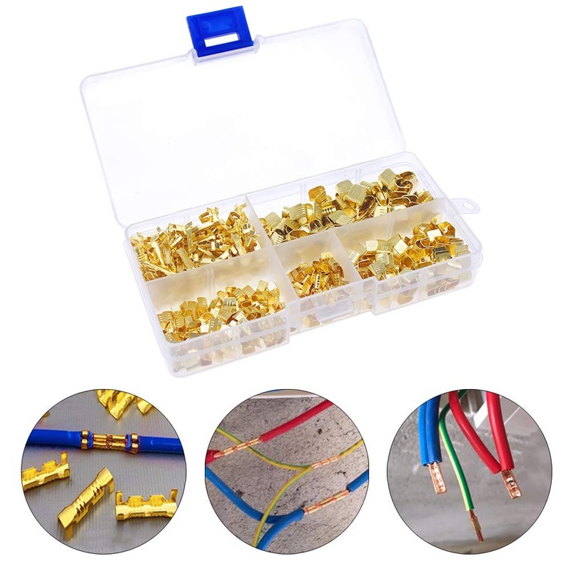 KeeYees 500 Pcs U Shape Copper Ring Terminals Crimp Kit
