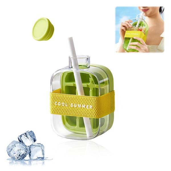 Ice Cube Bottle, 2 in 1 Zero Touch Press Ice