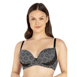 PARFAIT Casey 2801 Women's Wired Padded Plunge Seamless T-Shirt Bra-Black Mosaic-34H