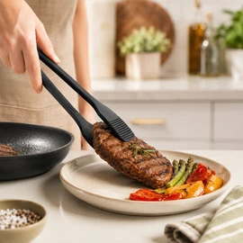 Silicone Kitchen Tongs for Cooking & BBQ – 28 cm Non-Scratch Food Grip for Frying, Grilling & Serving