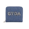 Jada GY-W291 Round Zipper Bifold Wallet with Rhinestone Logo, blue