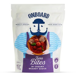 ONBOARD Yellowfin Tuna Bites in Creamy Brandy Sauce - 1 Pack 12 OZ - Italian-Inspired Culinary Adventure - Certified Dolphin Safe - spicy sauce Premium Fresh Tomato Sauce