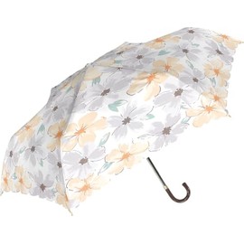 [Nakatani] Natural Basic Women's Folding Umbrella, Hand Opening, Airy, Flower Fold, Greige, 19.7 inches (50 cm)