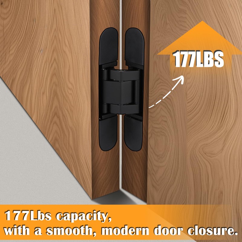 HBL' 2 Pack Hidden Door Hinges, 7 Inch Black Heavy