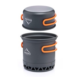 widesea Camping Cookware Outdoor Pot Pan Cooking Equipment Heat Exchange Design for Hiking Backpacking (Silver gray) (Silver gray)