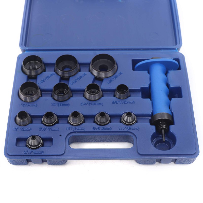 14Pcs Hollow Hole Punch Tool Kit, 3/16", 1/4", 5/16", 3/8",7/16",