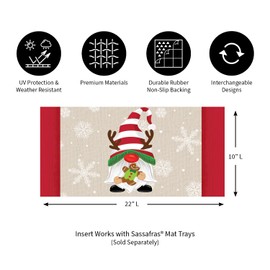 Evergreen Flag Holiday Gnome Sassafras Mat | Interchangeable Entrance Doormat for Indoor and Outdoor | 22-inches x 10-inches | Non-Slip Backing | Low Profile | Home Décor