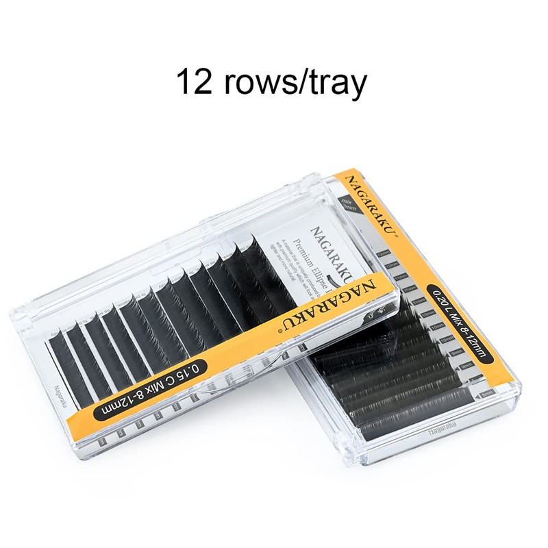 NAGARAKU Flat Lash Eyelash Extensions with 2 Bristles for Eye
