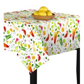 Fabric Textile Products Square Tablecloth, 100% Milliken Polyester, Machine Washable, 54x54, 5 O'Clock Somewhere
