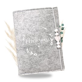 Premium Felt Maternity Log Cover for German Maternity Log with Compartments for Ultrasound Image, Vaccination Certificate, Insurance Card, Handmade Maternity Log Protective Cover, Grey