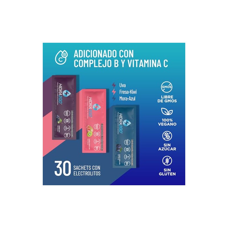 Hidra2go, Electrolitos Sin Azucar, Con Vitamina C, Complejo B, Magnesio