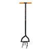 Fiskars 40" Steel Tiller, Long Handle Hand Tiller for Gardening,