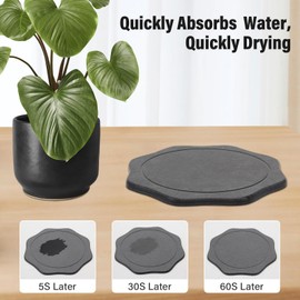 DOVORSY Plant Saucers Instant Dry Diatomaceous Earth Stone Plant Trays Absorbent Durable Flower Pot Saucers for Indoor & Outdoor Use, Keep Floors and Counters Clean and Dry(Large & Small,Octagon)
