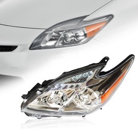 Driver Side Halogen Headlight Assembly, Front Headlamp, For 2010-2011 Toyota Prius 1.8L 8113047211. 8117047211 (Clear)