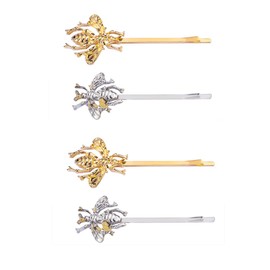 Leadigol Bee Hair Clips for Women Girl Gold Silver Honeybee Hairpins Side Clip Hair Accessories Honeybee Bobby Pins Bee Shape Hair Barrettes Wedding Headpieces