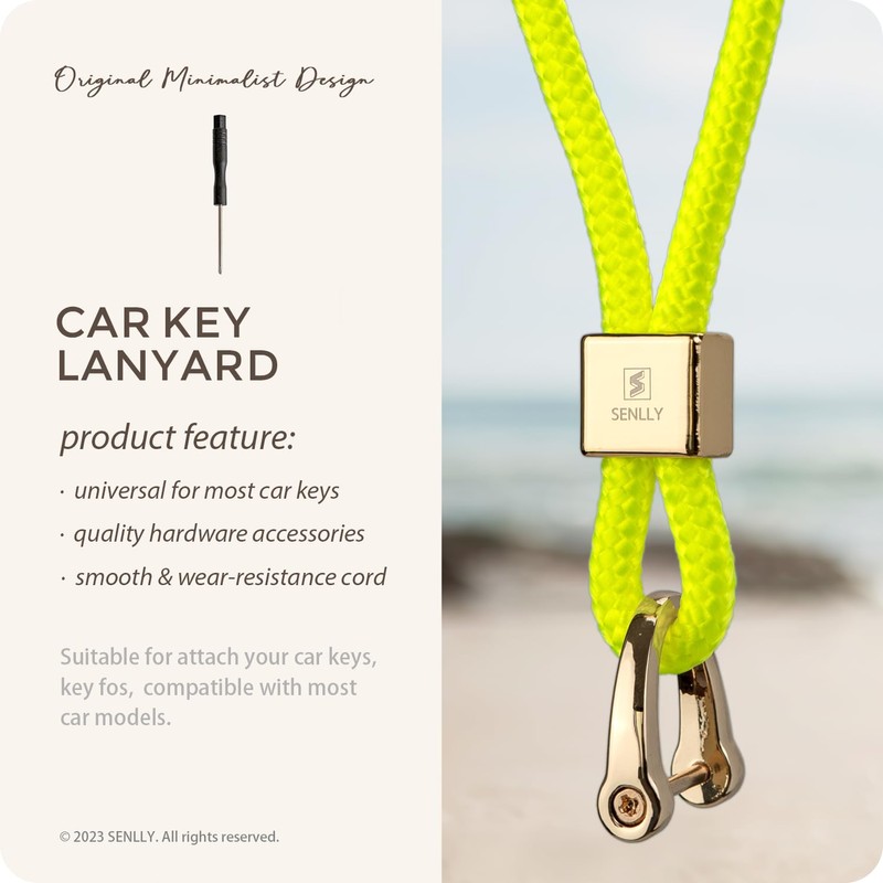 SENLLY Car Key Fob, Original Minimalist Design, Universal Lanyard for