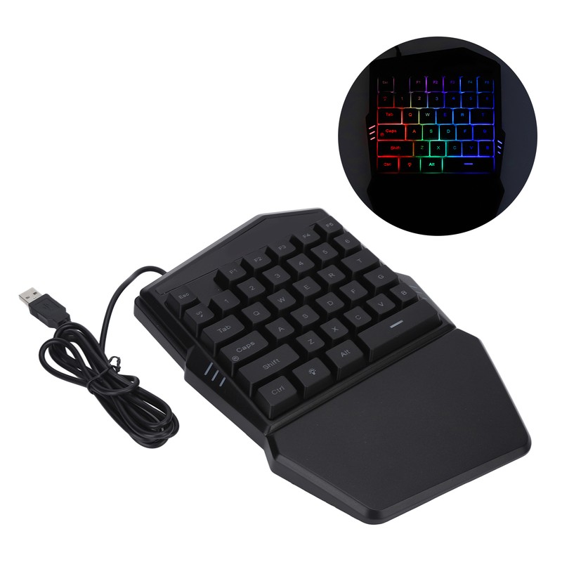 One Handed Gaming Keyboard USB Wired RGB Backlit 35 Keys