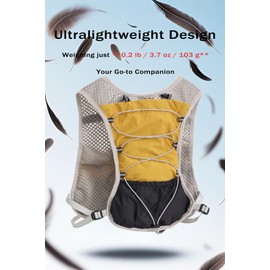 Hydration Running Vest Ultra-Lightweight for Women Men [2025 Upgraded], Breathable All-Weather Water Vest Hiking Backpack, Adjustable Water Backpack for Hiking, Cycling, Trail Marathon Race - Yellow